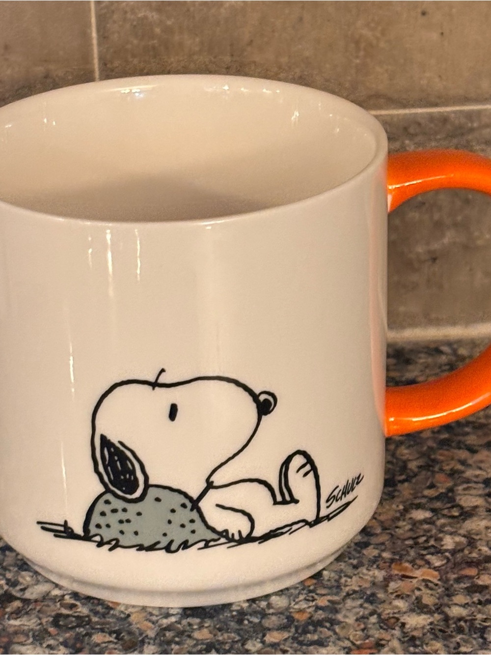 Snoopy Ceramic Mug with Orange Handle